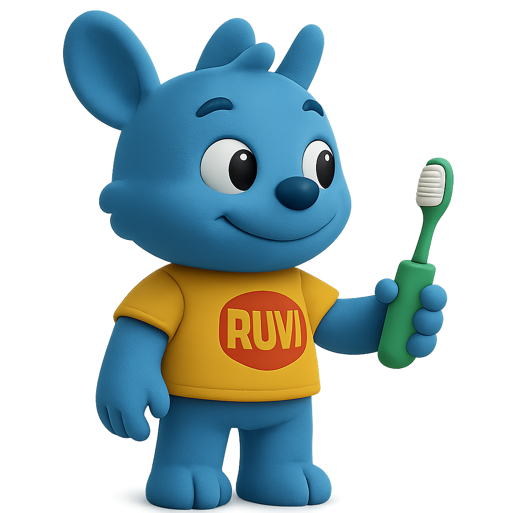Герой Ruvi с детской электрической зубной щёткой